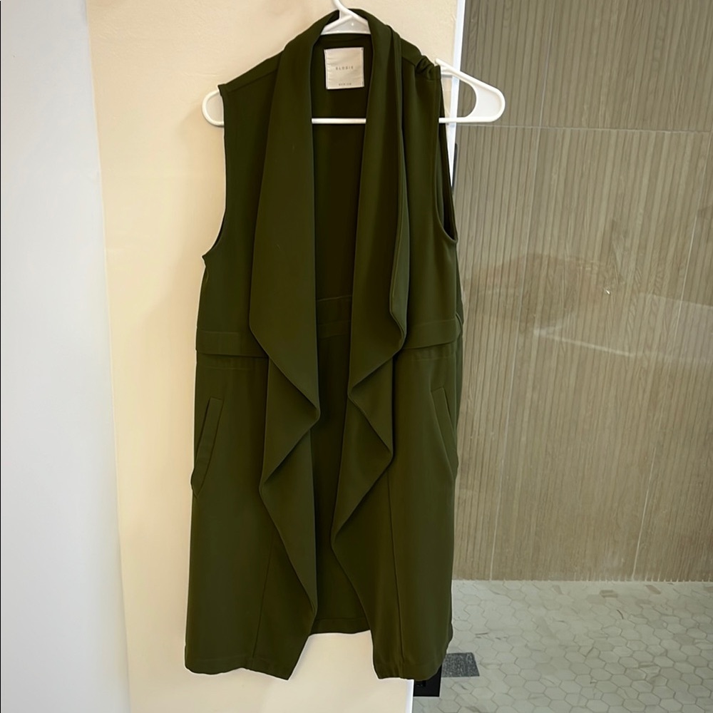 Olive Green Sleeveless Drape Vest